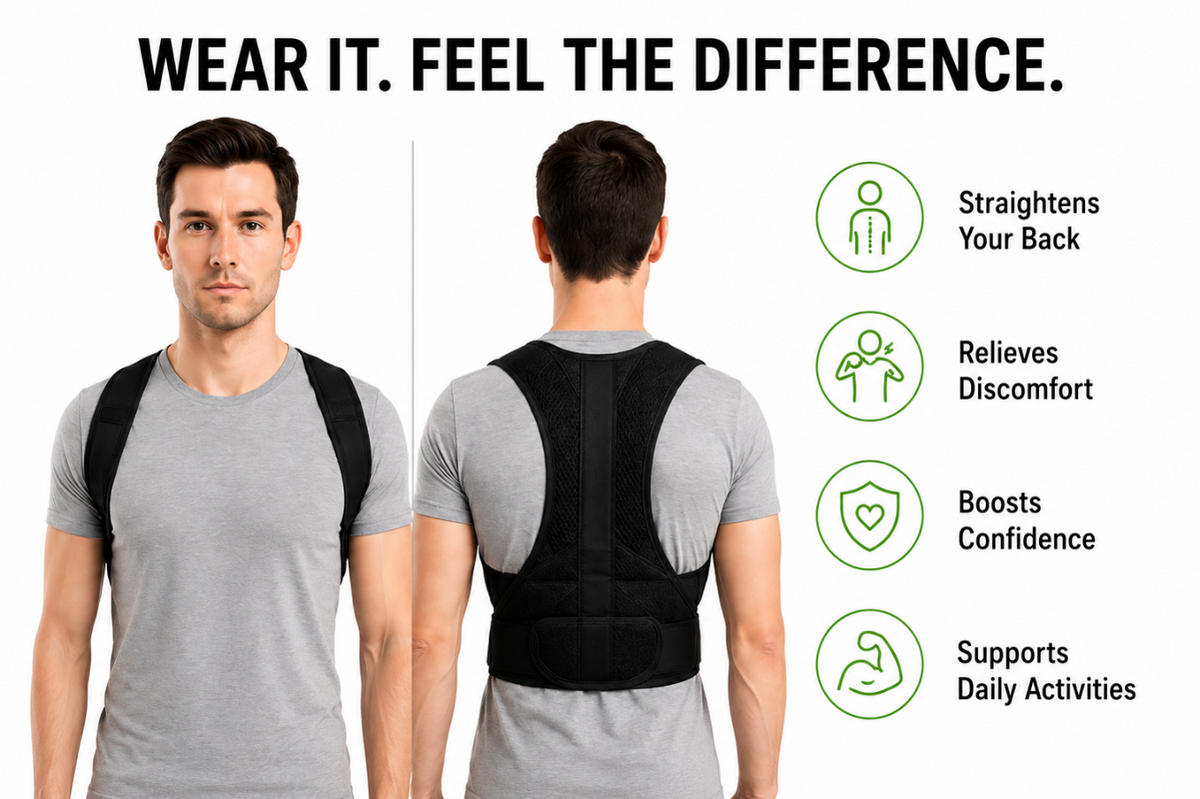 RelivaCore Posture Corrector – Adjustable Upper Back & Shoulder Posture Support Brace for Men & Women