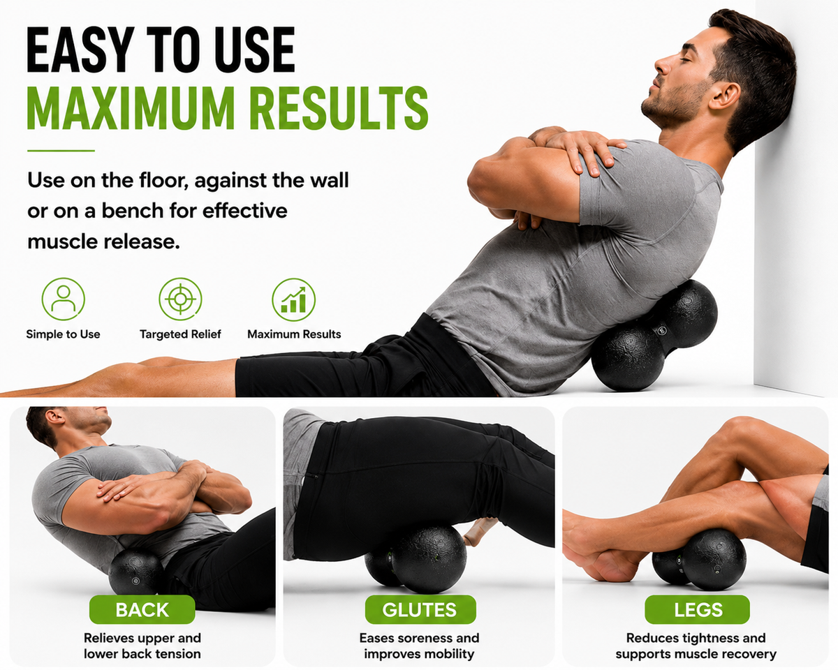 RelivaCore Peanut Massage Ball – Dual Trigger Point Massage Ball for Back, Neck, Shoulders & Muscle Relaxation